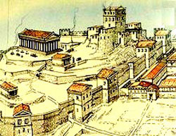 Храм Гефеста в древней Керчи, на горе Митридат, позже музей