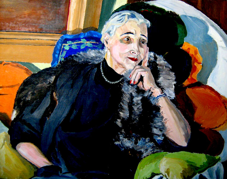 Е.В. Никитина, 1970 г. в своей квартире, худ.. автор очерка Л.Коренев